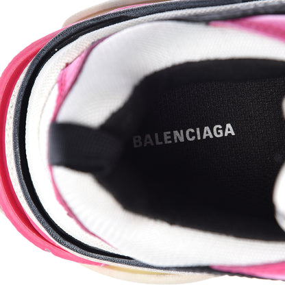 Balenciaga Fabric Mesh Womens Triple S Sneakers 40 Rose Fluo Black White 6 of 10