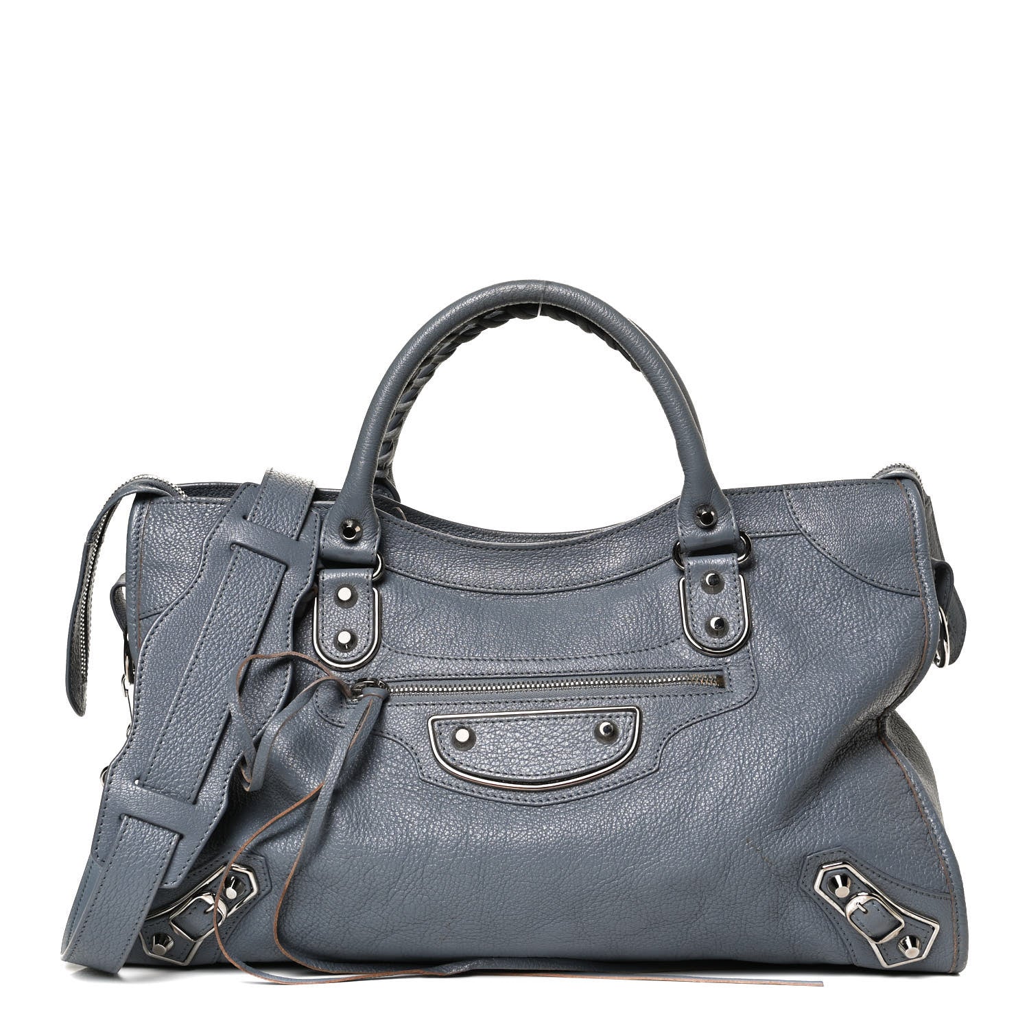 Balenciaga Chevre Silver Metallic Edge Hardware City Bleu Acier 1 of 12