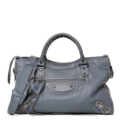Balenciaga Chevre Silver Metallic Edge Hardware City Bleu Acier 1 of 12