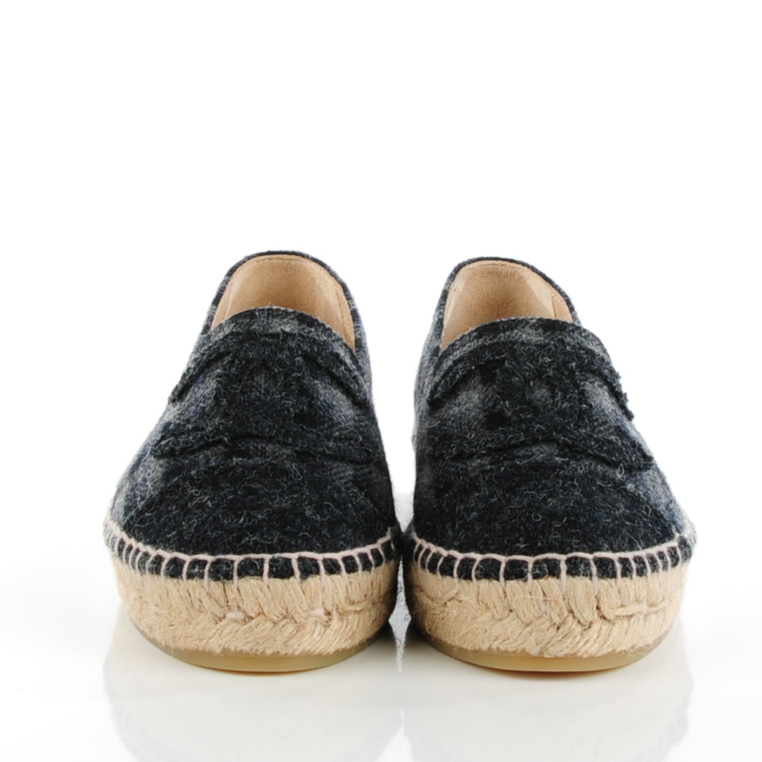 Chanel Flannel CC Espadrilles 35 Grey Black 3 of 10