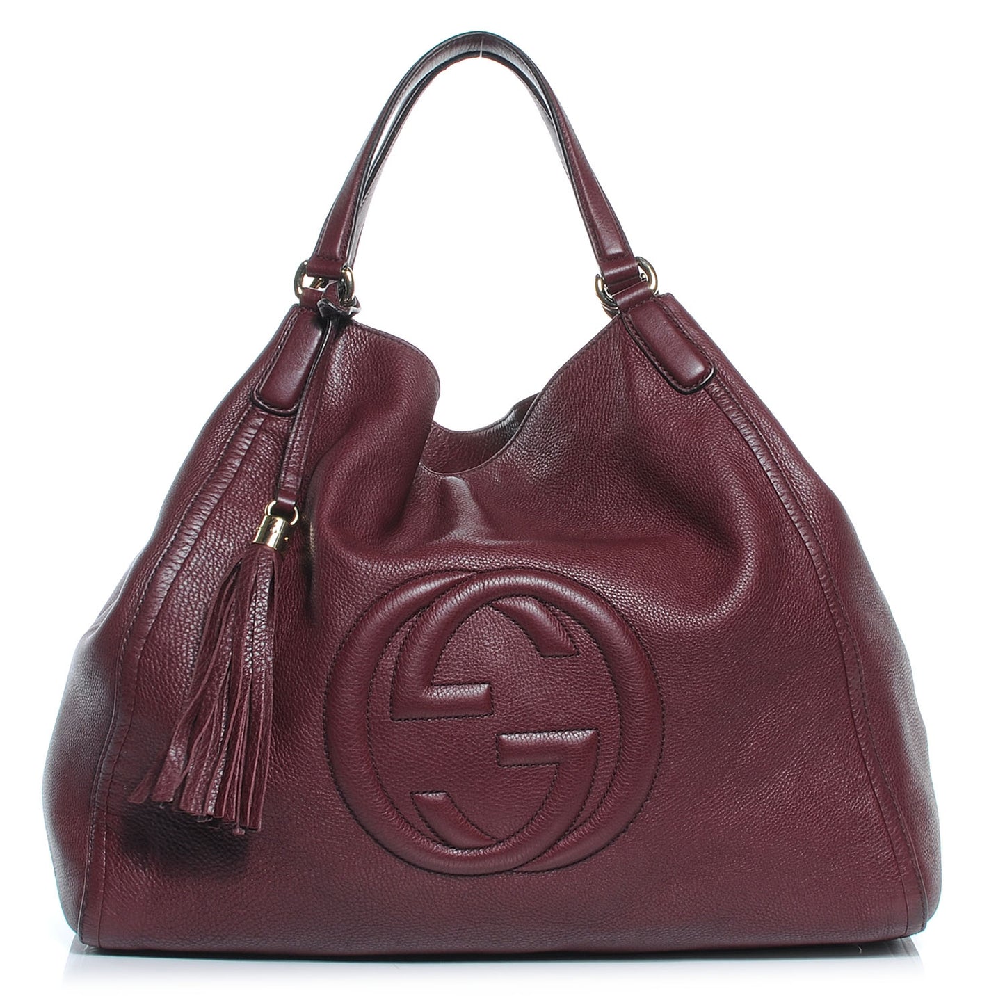 Pebbled Calfskin Large Soho Shoulder Bag Bordeaux