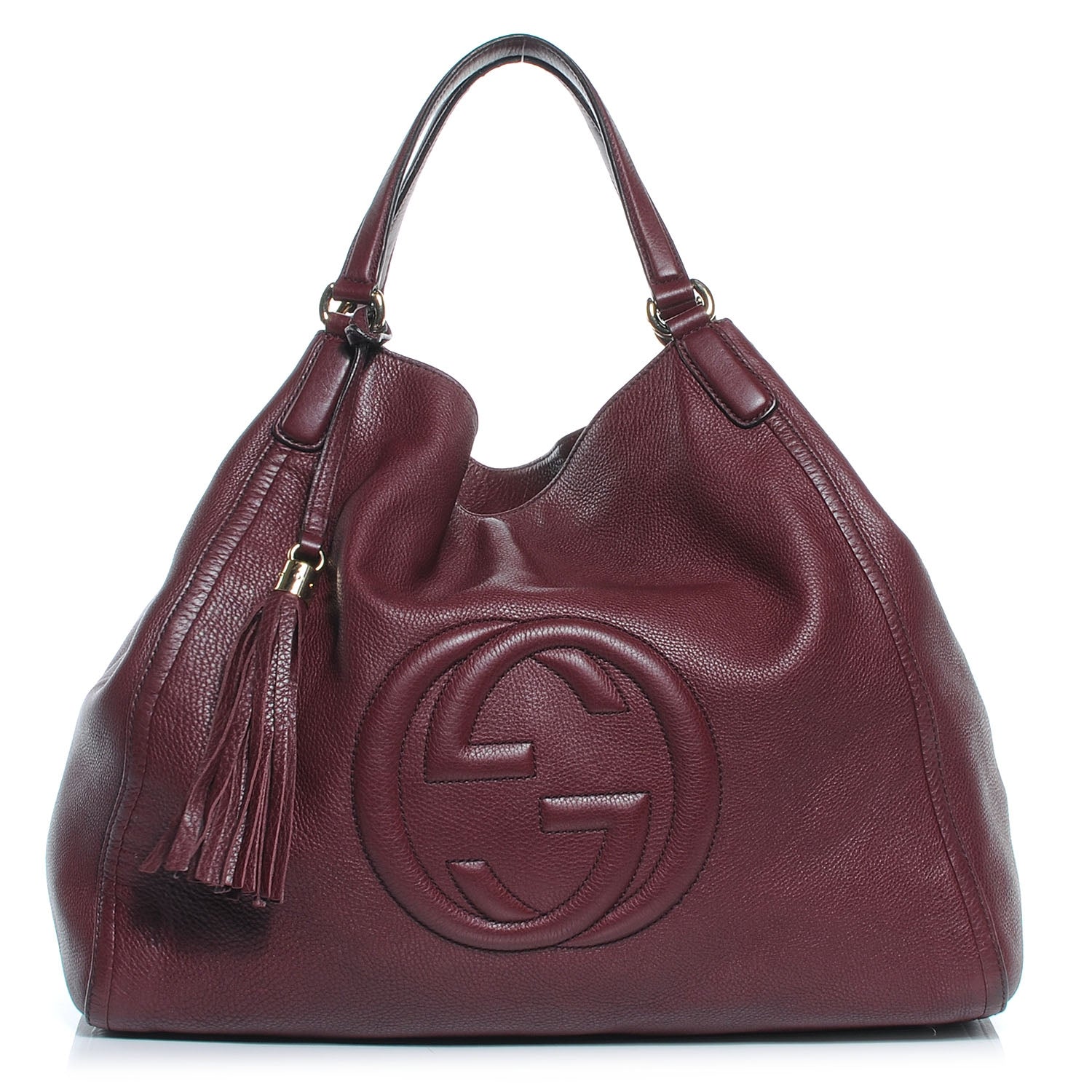 Gucci Pebbled Calfskin Large Soho Shoulder Bag Bordeaux 1 of 7