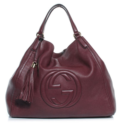 Gucci Pebbled Calfskin Large Soho Shoulder Bag Bordeaux 1 of 7