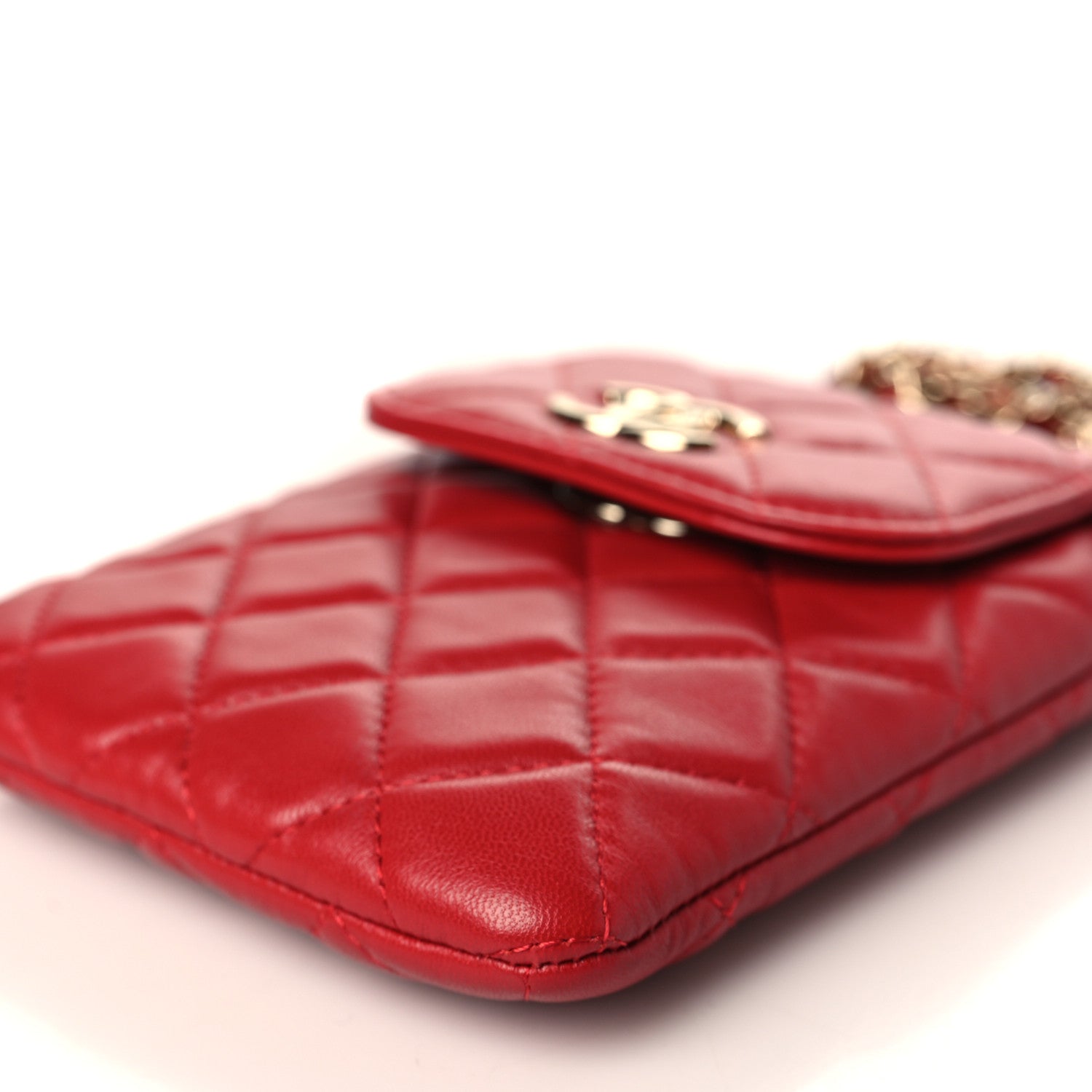 Chanel Lambskin Quilted CC Phone Holder Red 10 of 10