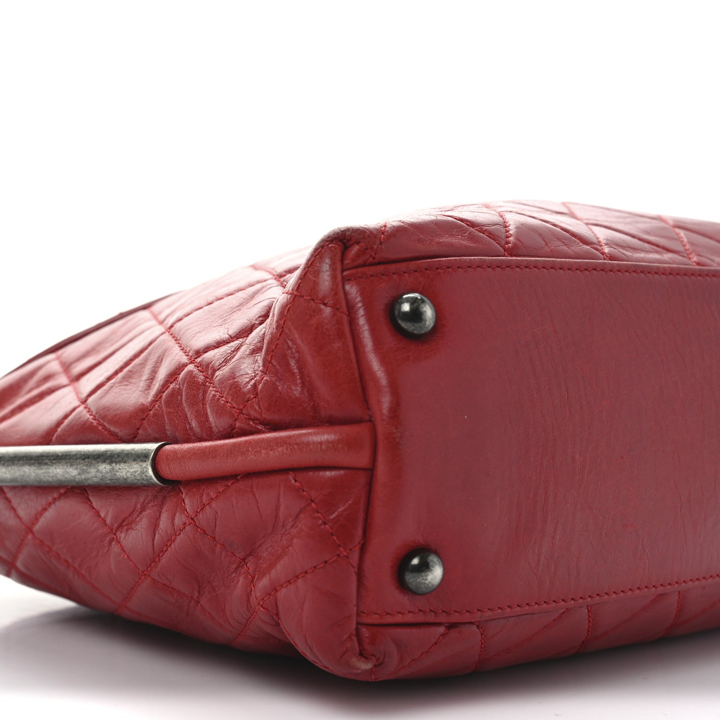 Glazed Calfskin Hobo Red