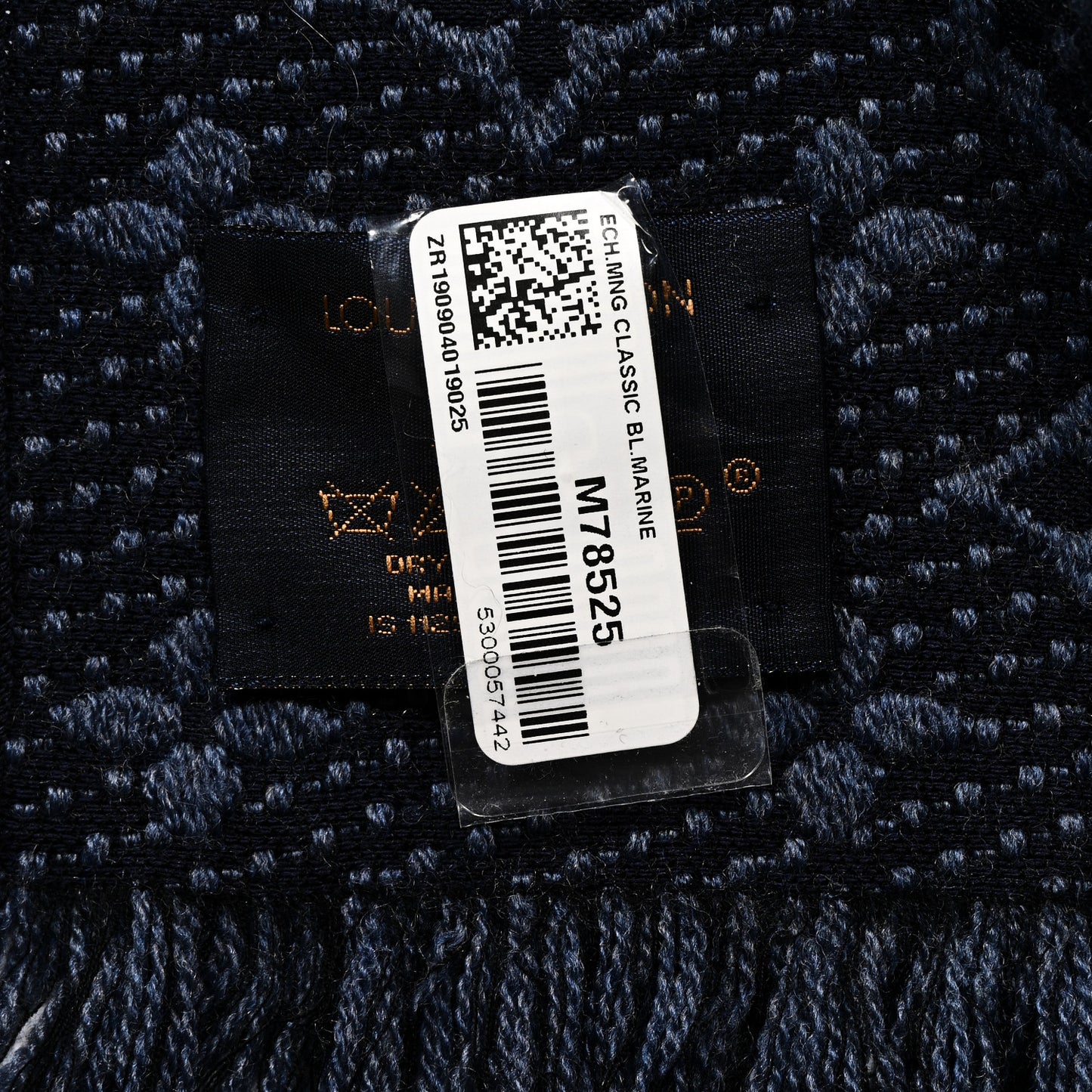 Wool Monogram Classic Scarf Navy Blue