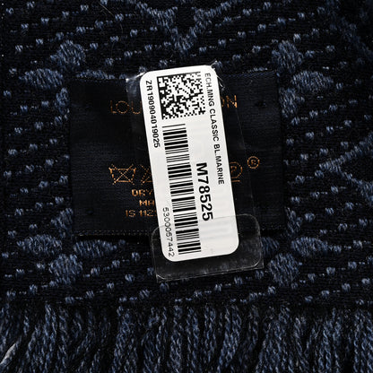 Louis Vuitton Wool Monogram Classic Scarf Navy Blue 3 of 3