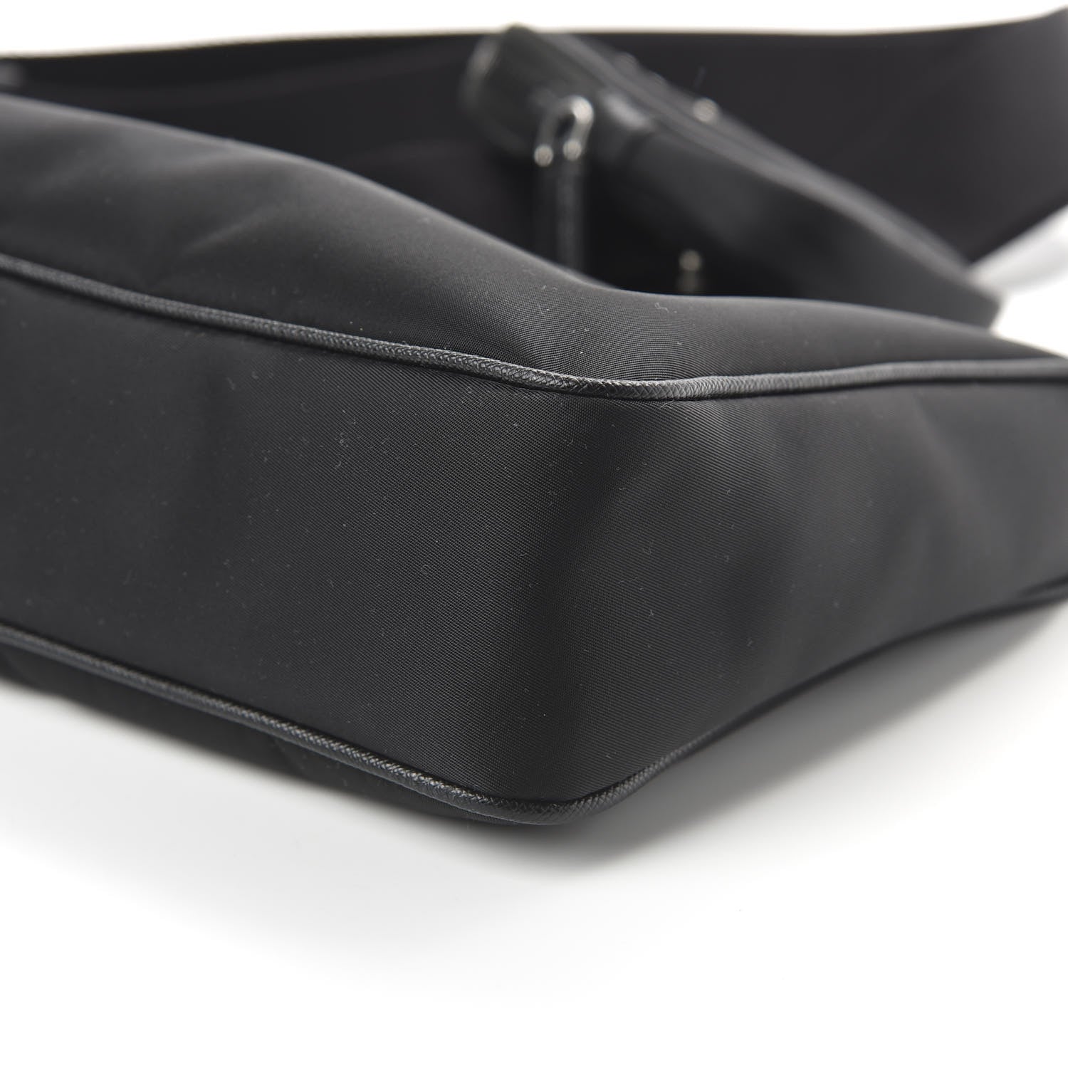 Prada Tessuto Nylon Saffiano Pocket Zippered Shoulder Bag Black 7 of 10
