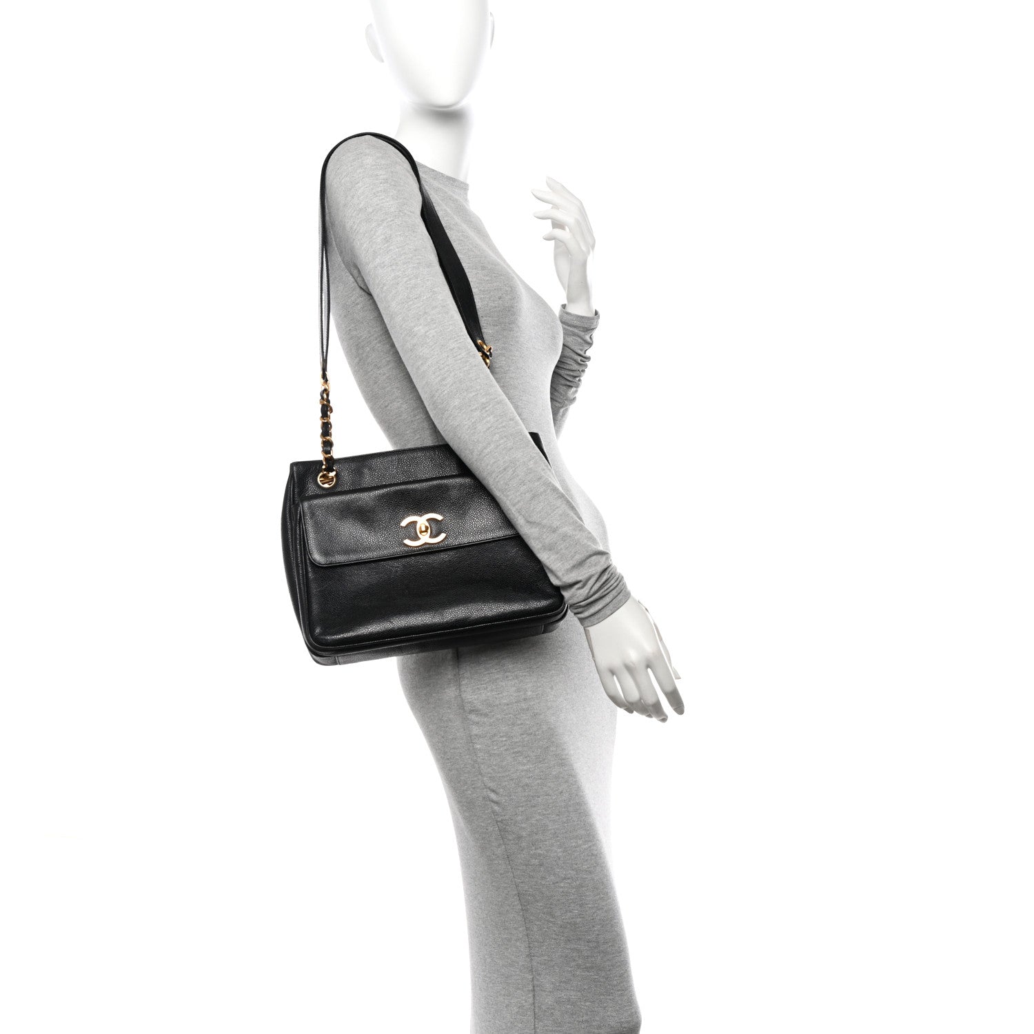 Chanel Caviar Flap Shoulder Bag Black 2 of 15