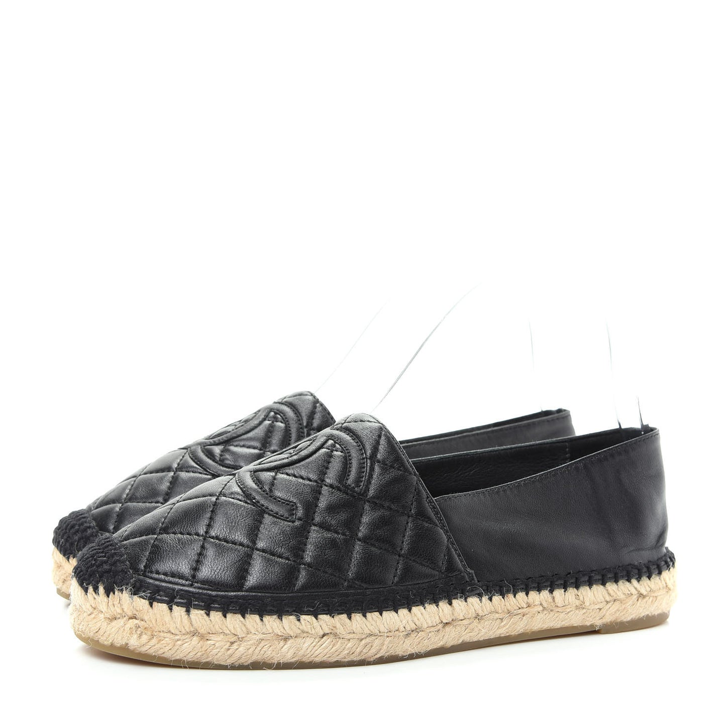 Lambskin Quilted CC Espadrilles 38 Black