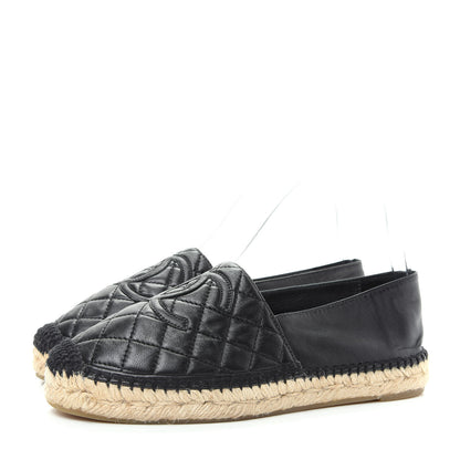 Chanel Lambskin Quilted CC Espadrilles 38 Black 3 of 10