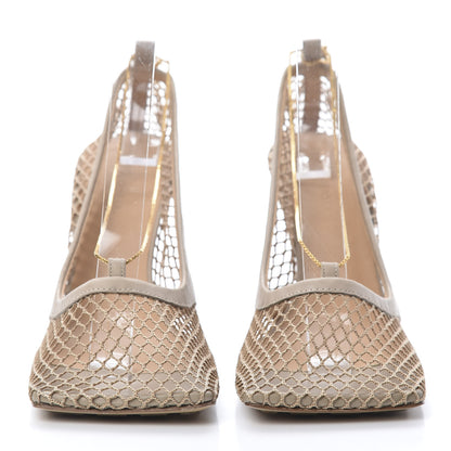 Bottega Veneta Mesh Calfskin Chain Stretch Pumps 38.5 Beige 2 of 9