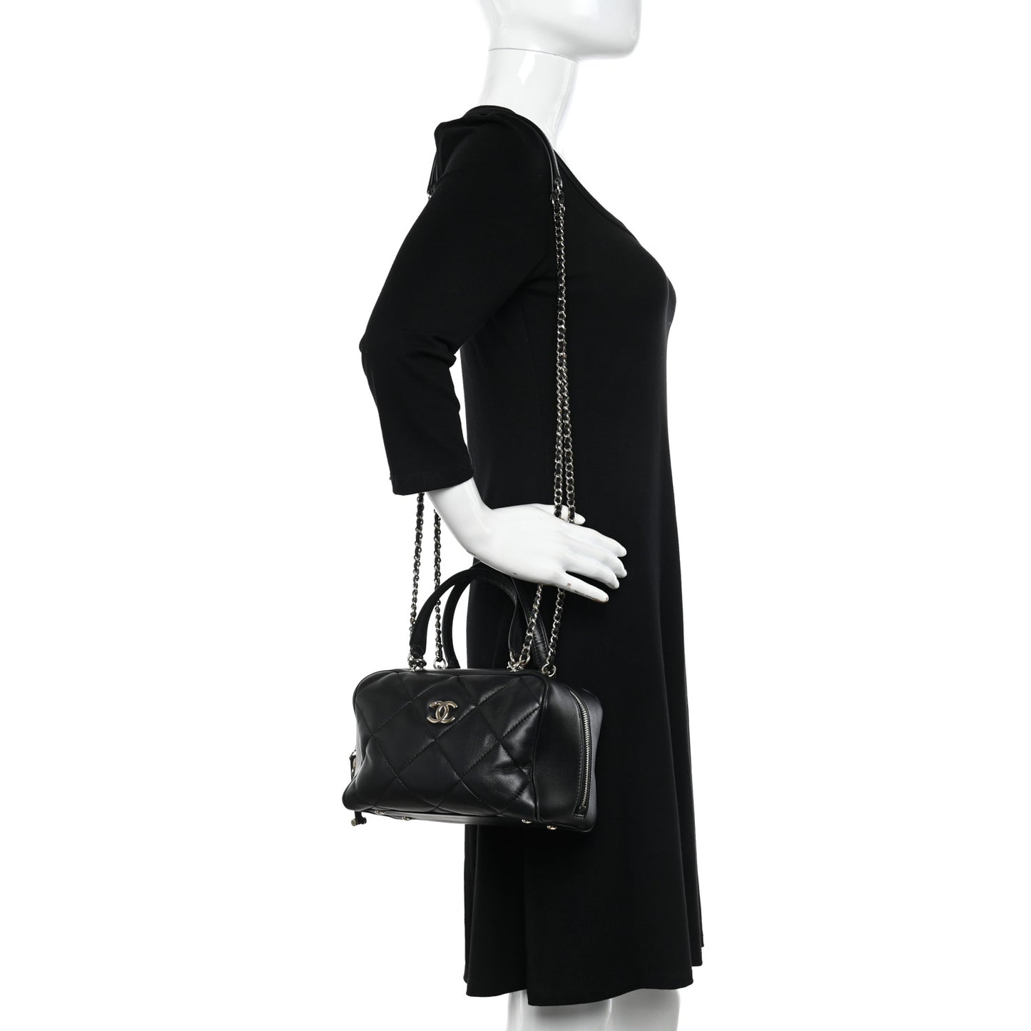 Lambskin Quilted Easy Carry Bowling Bag Black