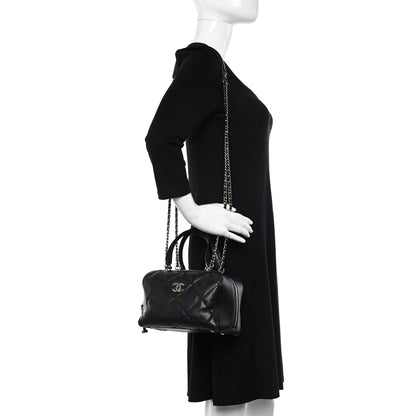 Chanel Lambskin Quilted Easy Carry Bowling Bag Black 2 of 13