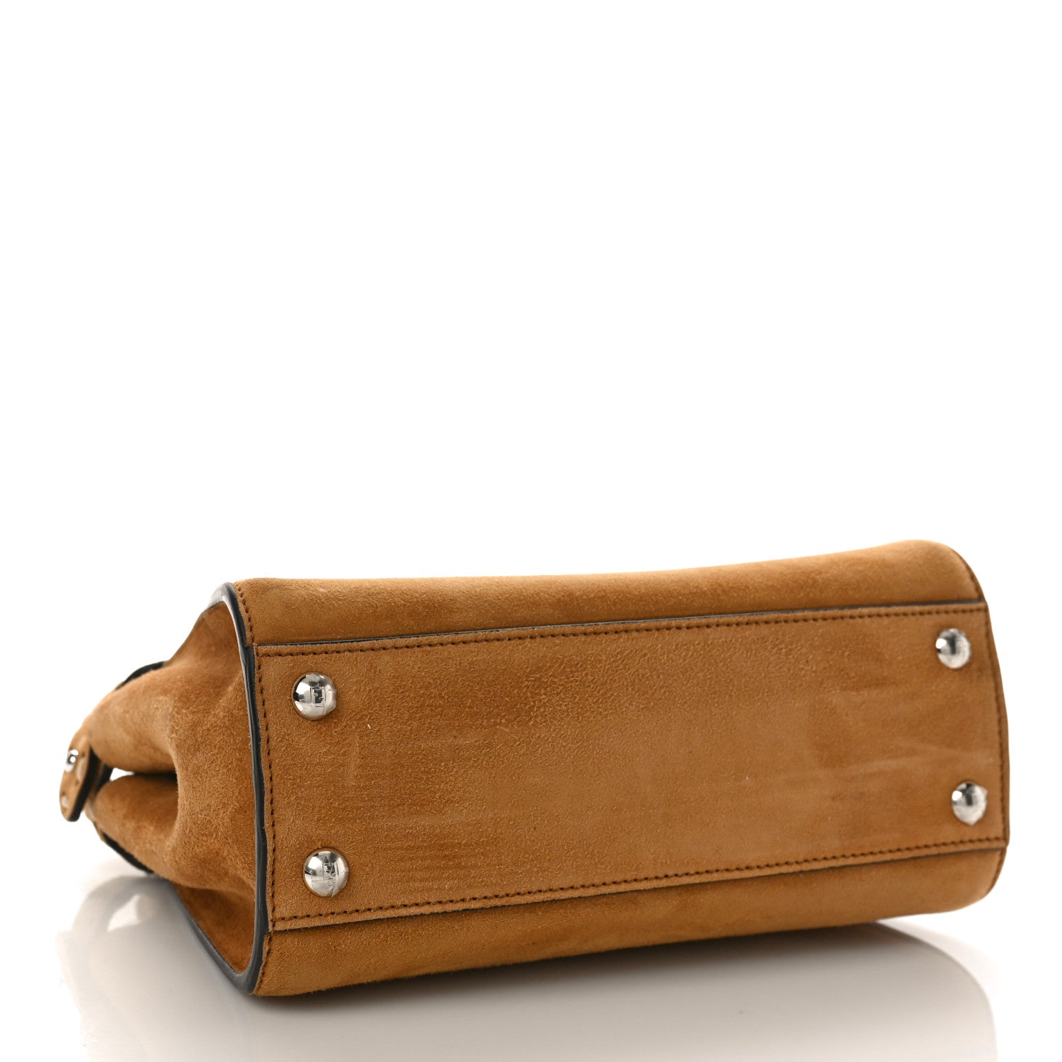 Fendi Suede Macro Stitchings Mini Peekaboo Iconic Satchel Marrone 4 of 8