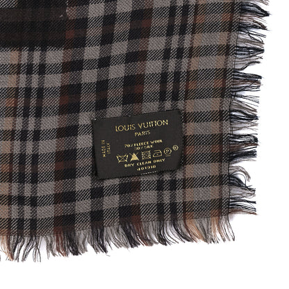 Louis Vuitton Wool Silk Famous World Known Travel Articles Shawl Black 3 of 5