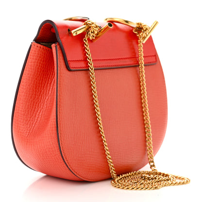 Chloe Grained Calfskin Lambskin Mini Drew Shoulder Bag Coral Pop 3 of 12