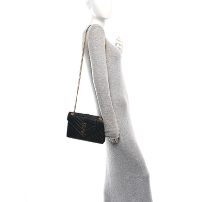 Saint Laurent Grain De Poudre Textured Mixed Matelasse Triquilt Medium Monogram Satchel Black 2 of 11