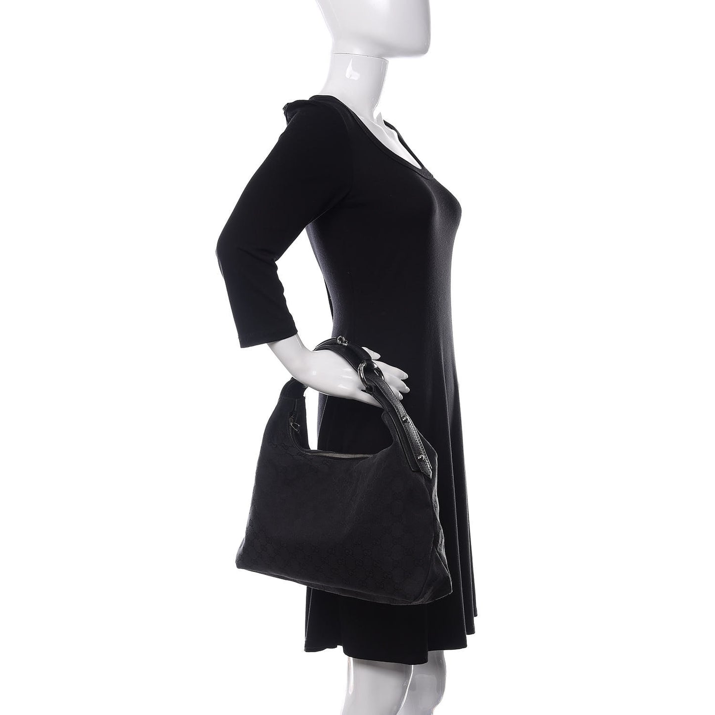 Monogram Large Horsebit Chain Hobo Black