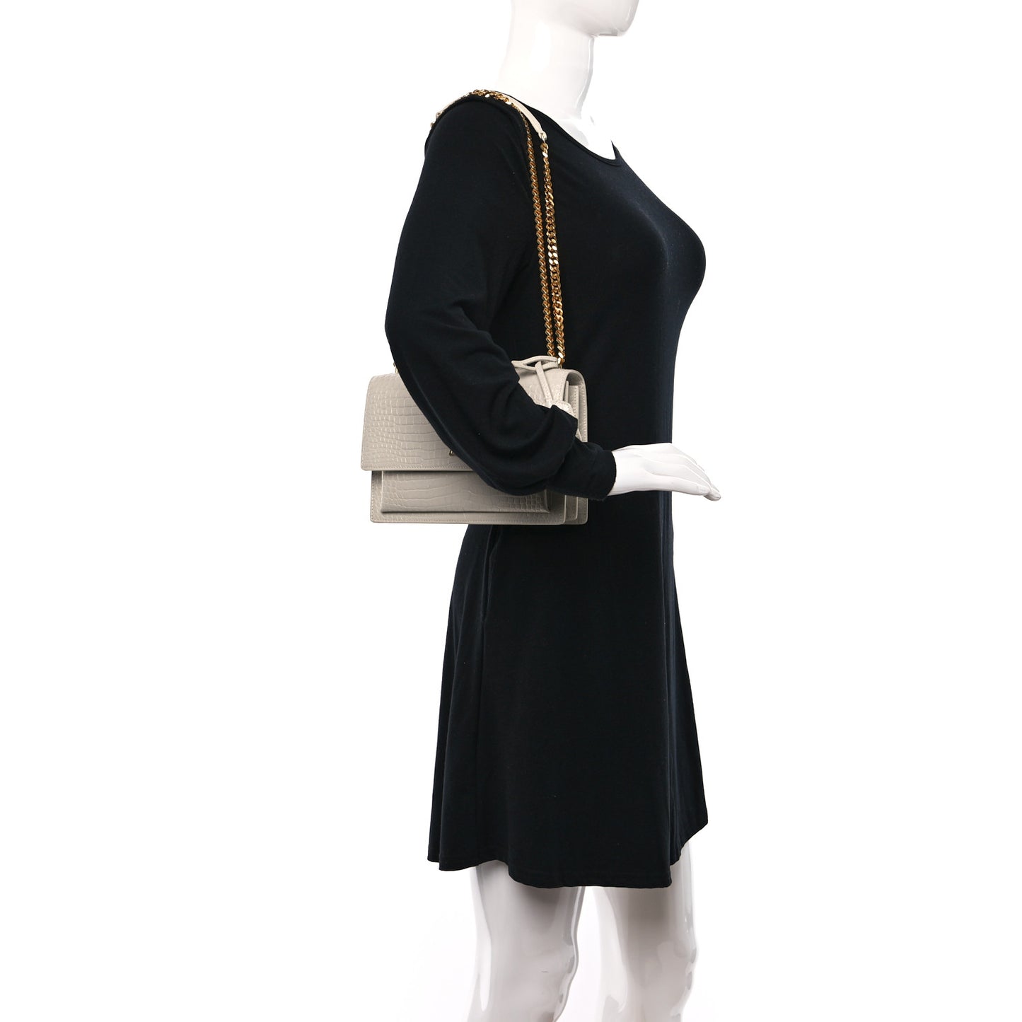 Calfskin Crocodile Embossed Medium Monogram Sunset Blanc Vintage