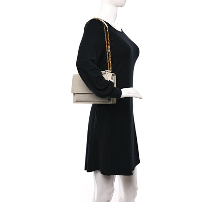 Saint Laurent Calfskin Crocodile Embossed Medium Monogram Sunset Blanc Vintage 2 of 13