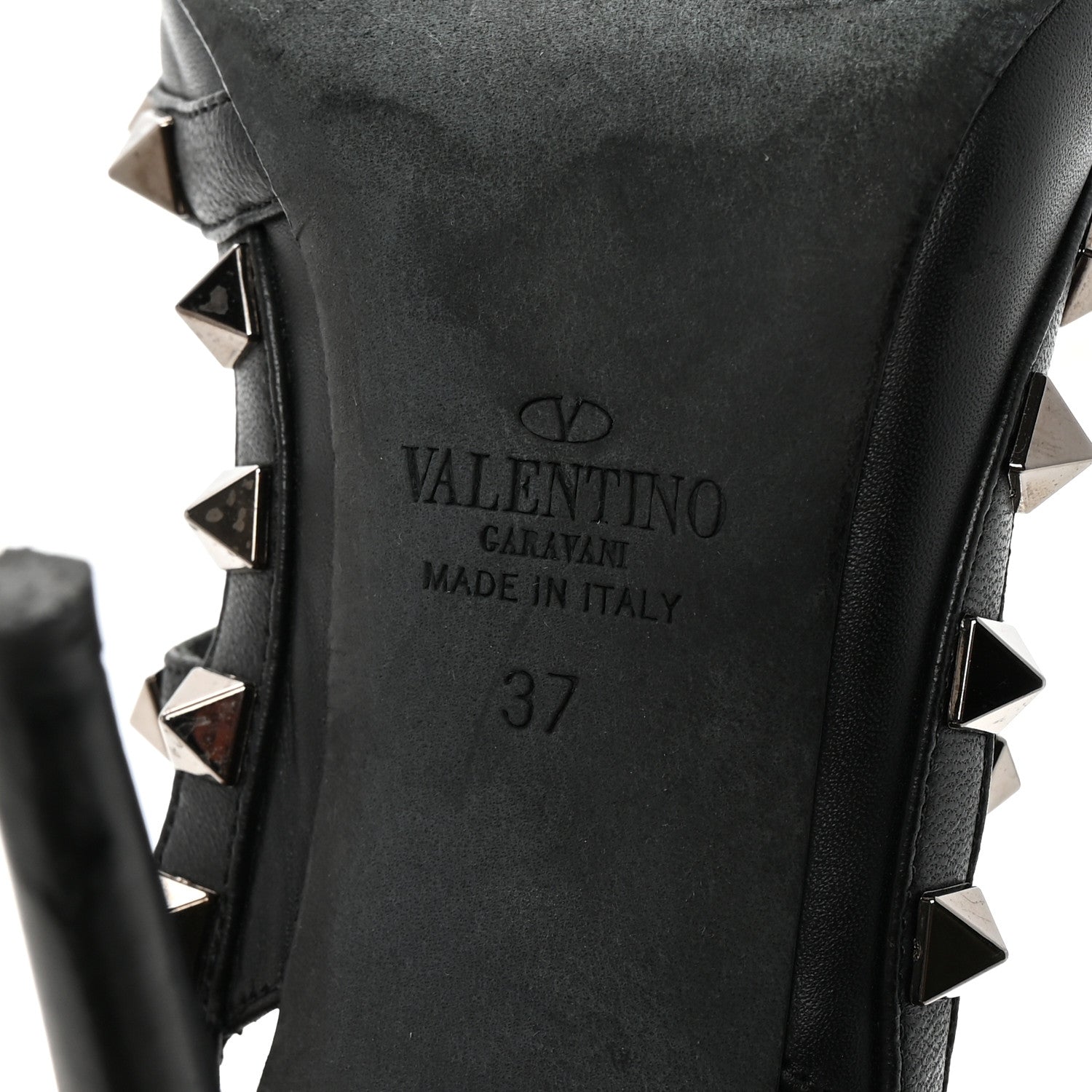 Valentino Garavani Calfskin Nappa Rockstud Ankle Strap 100mm Pumps 37 Black 7 of 8