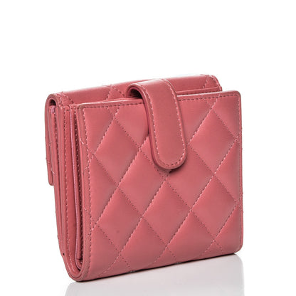 Chanel Lambskin Quilted Compact French Flap Wallet Pink 3 of 8