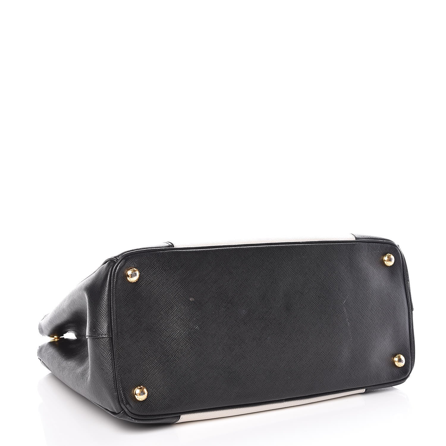 Prada Saffiano Lux Colorblock Medium Galleria Double Zip Tote Black Talco 4 of 18