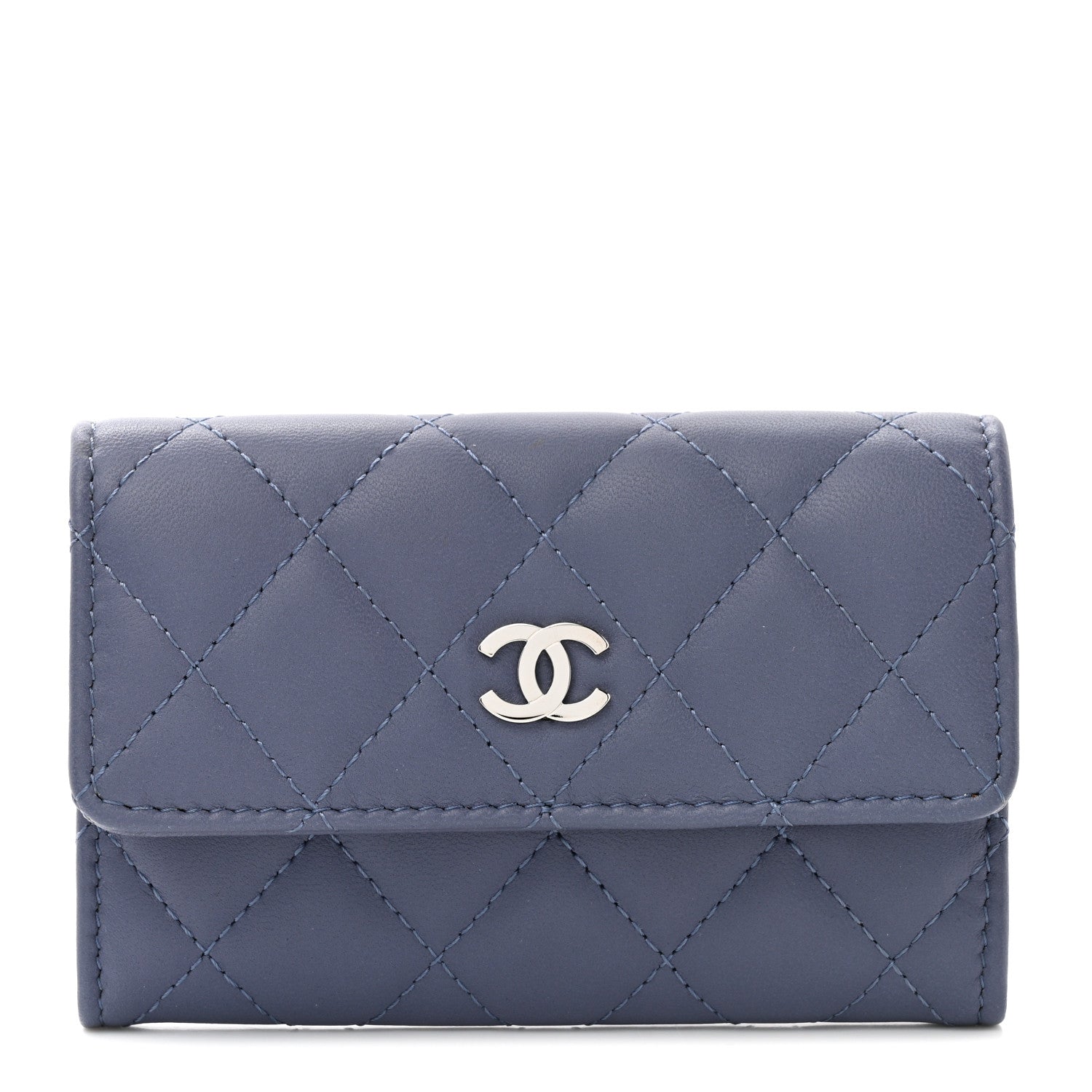 Chanel Lambskin Quilted Flap Card Holder Purple 1 of 11