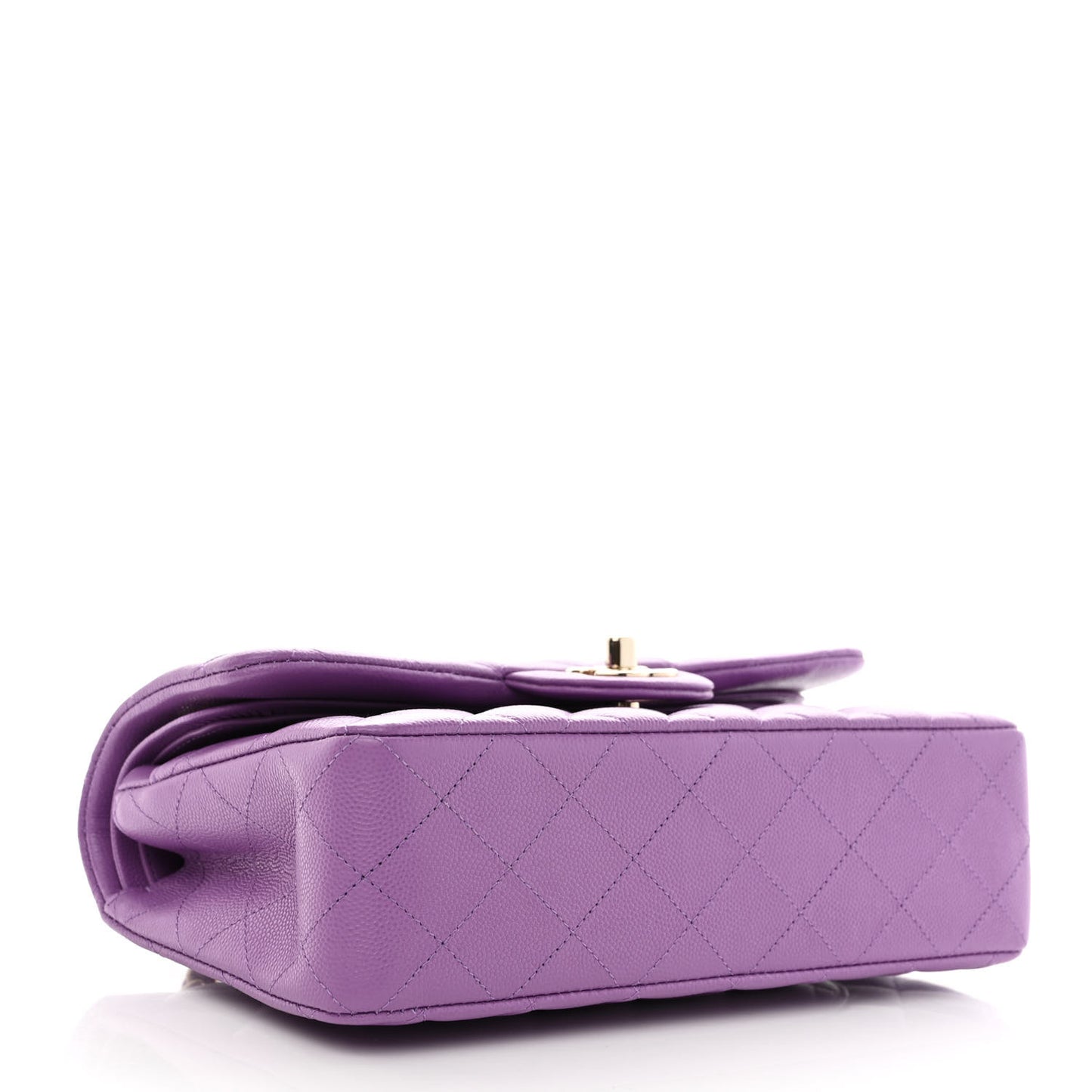 Caviar Quilted Small Double Flap Purple