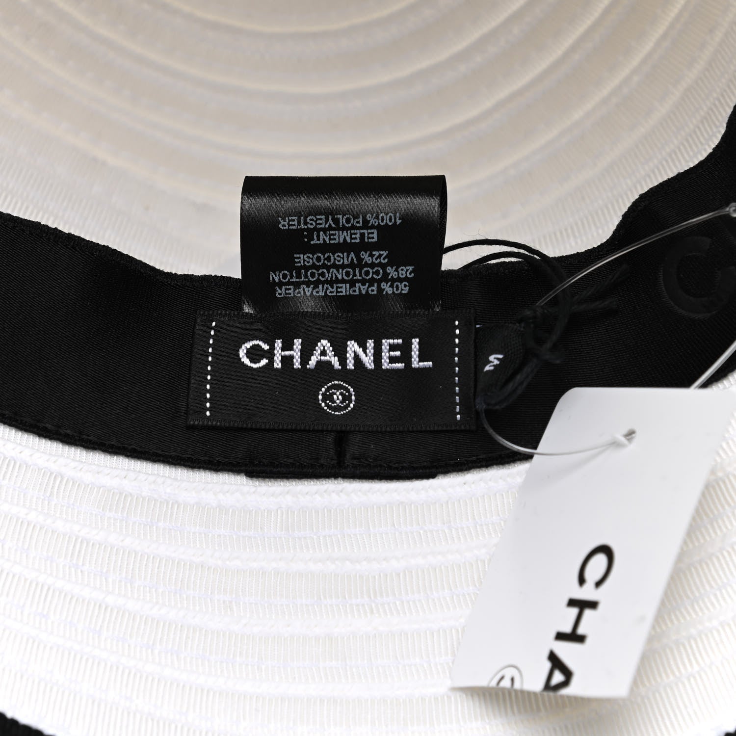 Chanel Paper Cotton CC Bucket Hat M White Black 8 of 8