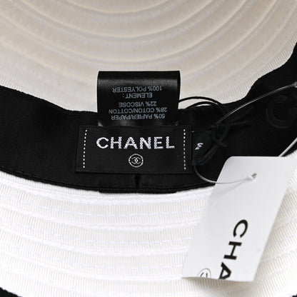 Chanel Paper Cotton CC Bucket Hat M White Black 8 of 8
