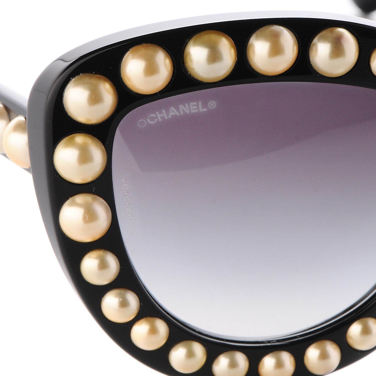 Chanel Pearl Cat Eye Sunglasses Gold Black 7 of 8