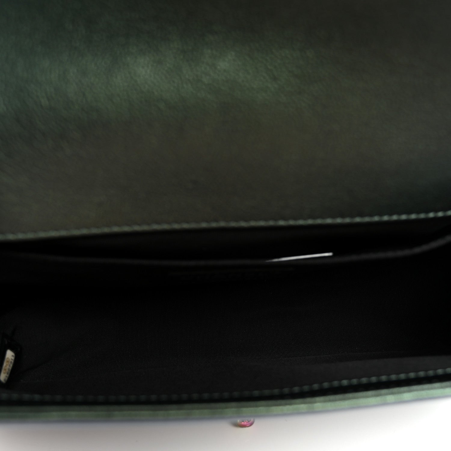 Chanel Iridescent Goatskin Quilted Medium Boy Flap Green 5 of 11