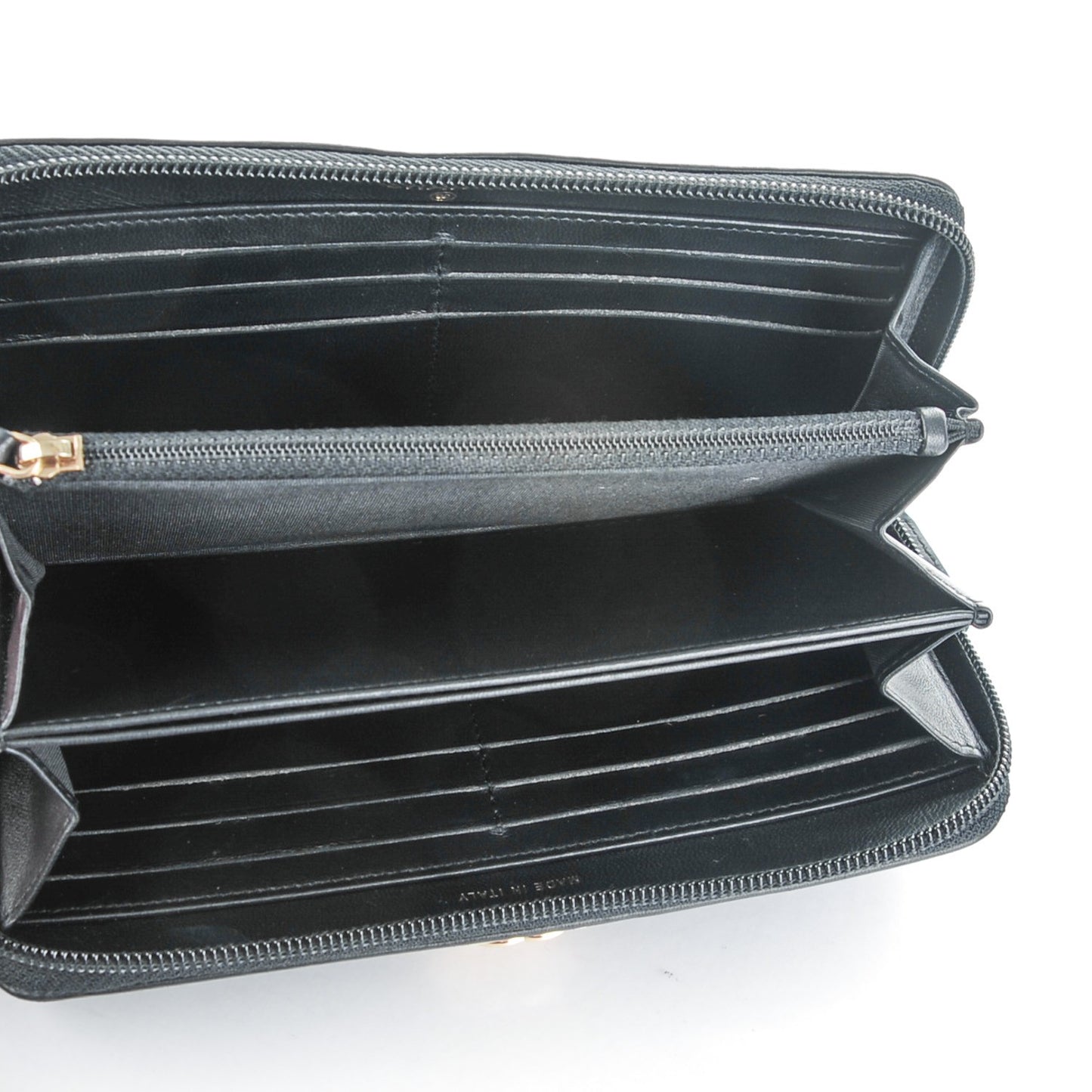 Lambskin Quilted Boy Zip Around Wallet Black