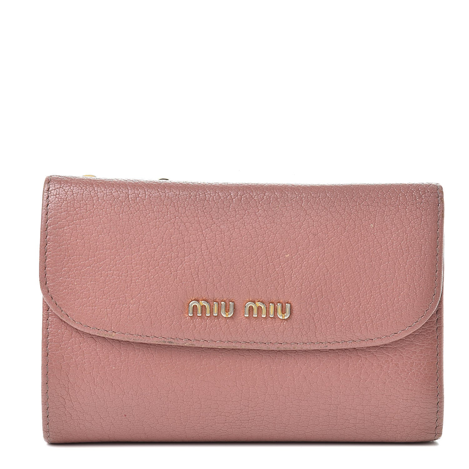 Miu Miu Goatskin Madras Flap Wallet Antico 1 of 16