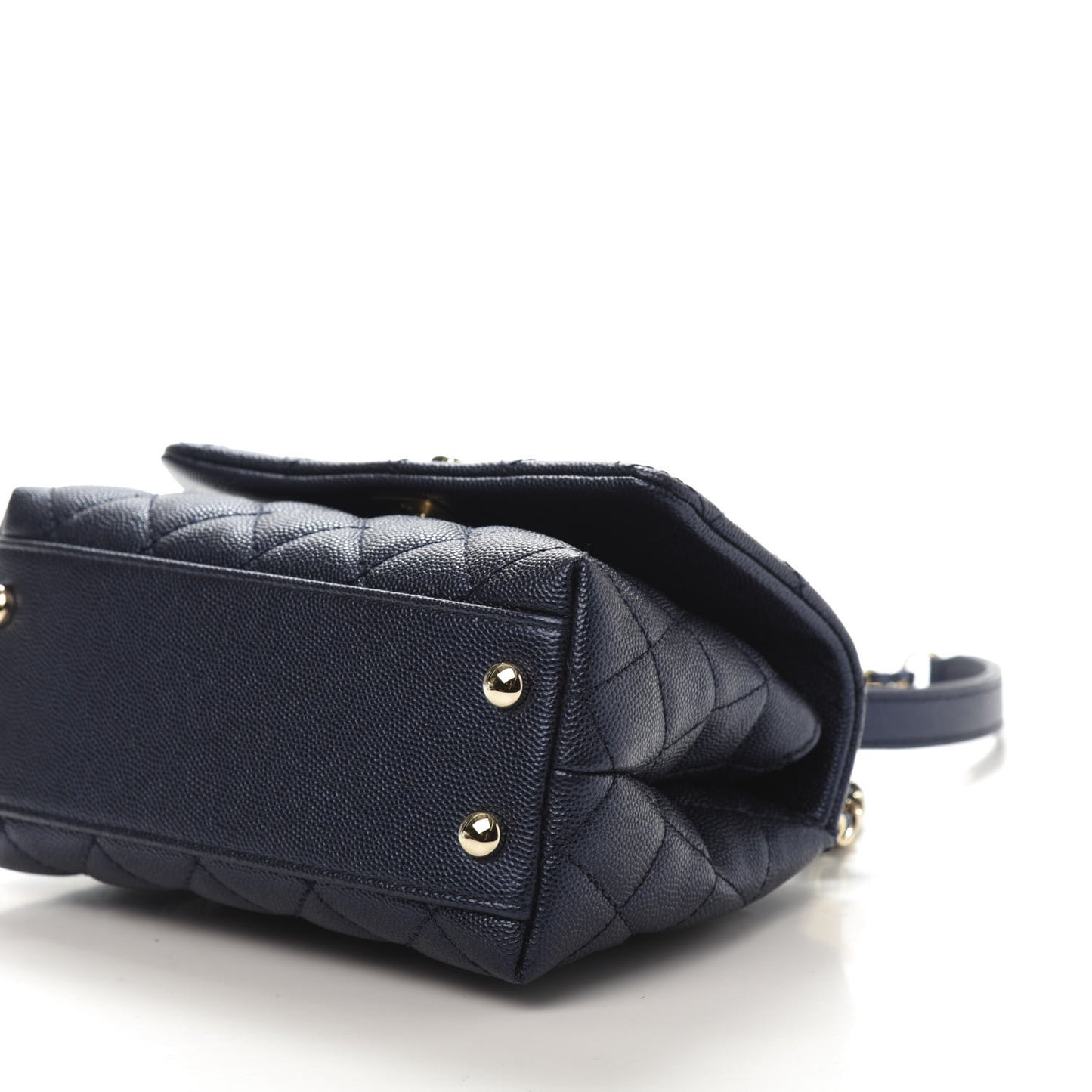 Metallic Caviar Quilted Extra Mini Coco Handle Flap Dark Blue