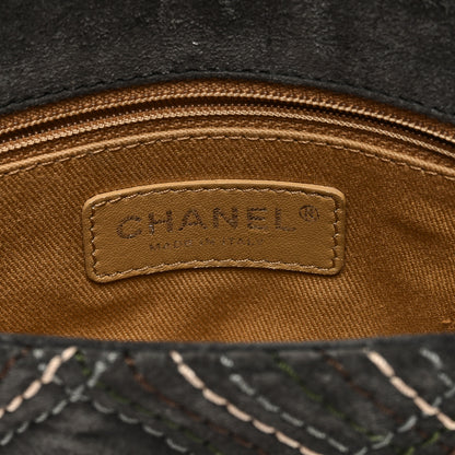 Chanel Suede Stitched Medium Saltire Single Flap Grey 6 of 9