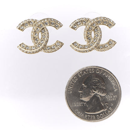 Chanel Crystal Timeless CC Earrings Light Gold 2 of 5