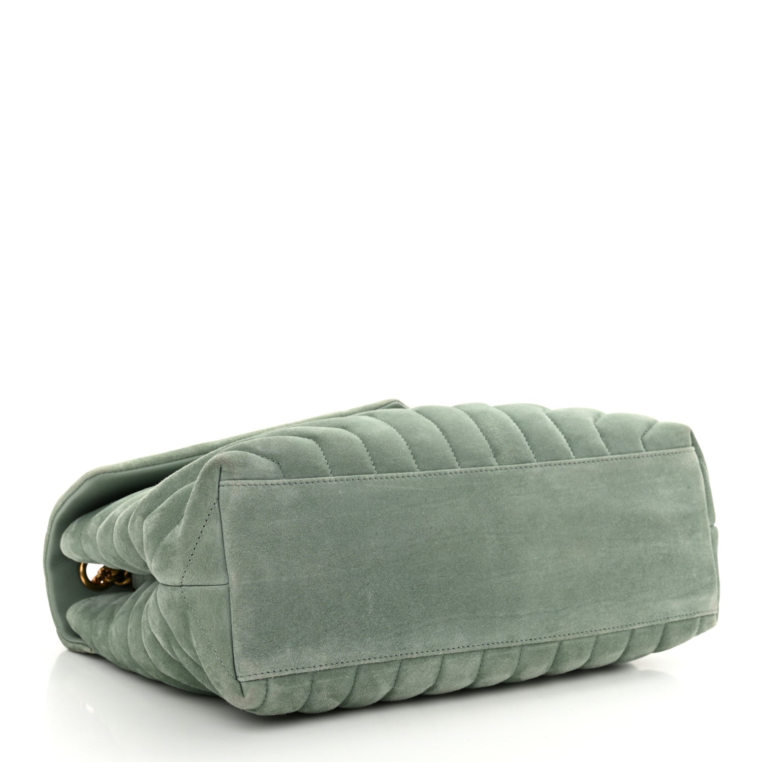 Saint Laurent Suede Y Quilted Monogram Medium Loulou Chain Satchel Vert Opaline 4 of 11