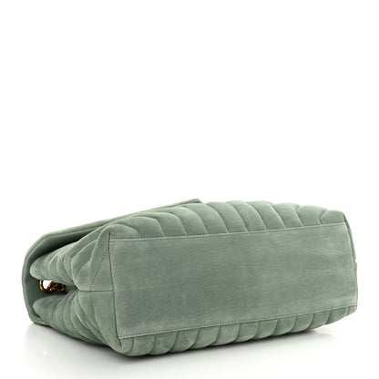 Saint Laurent Suede Y Quilted Monogram Medium Loulou Chain Satchel Vert Opaline 4 of 11