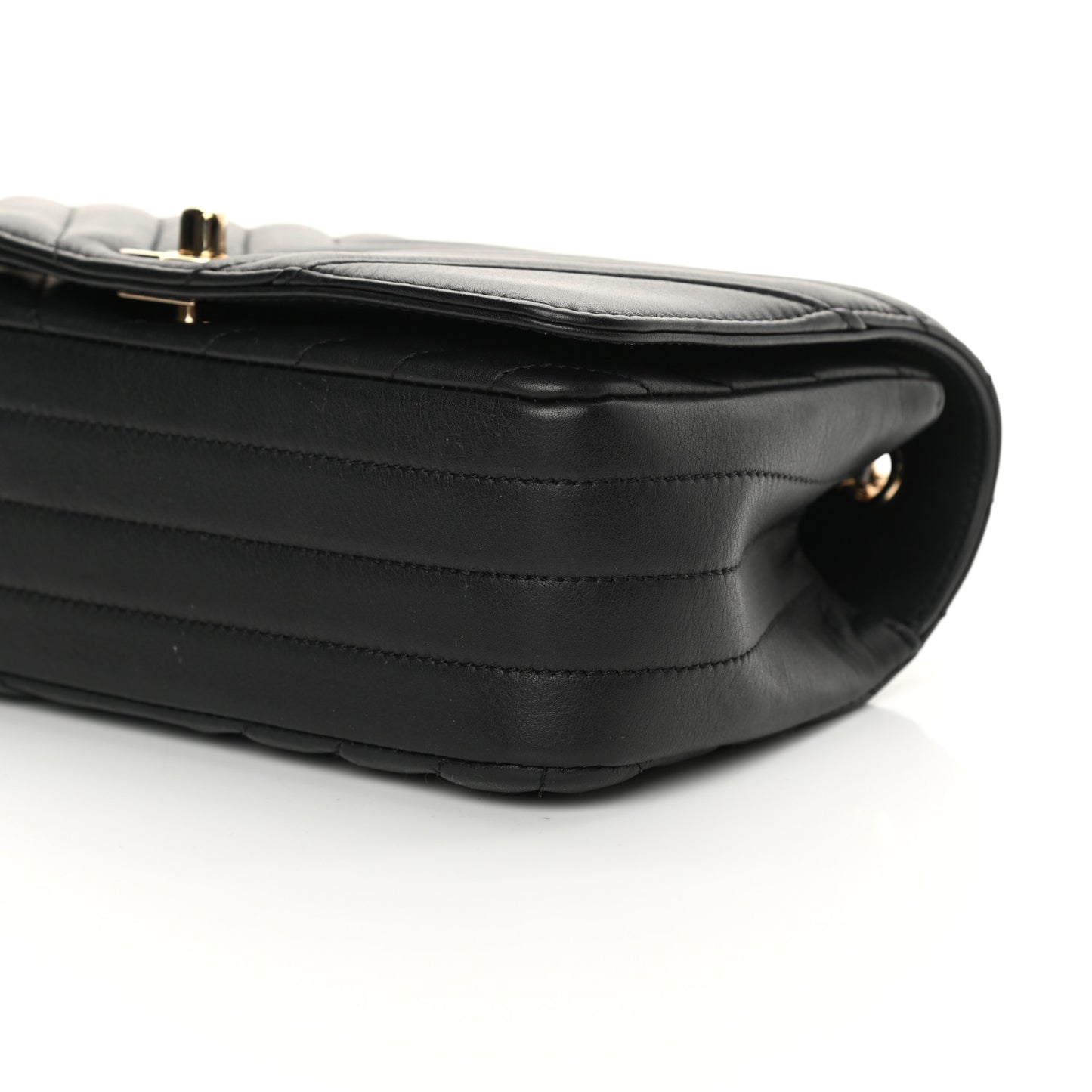 Calfskin Chevron Quilted Mini Statement Flap Black