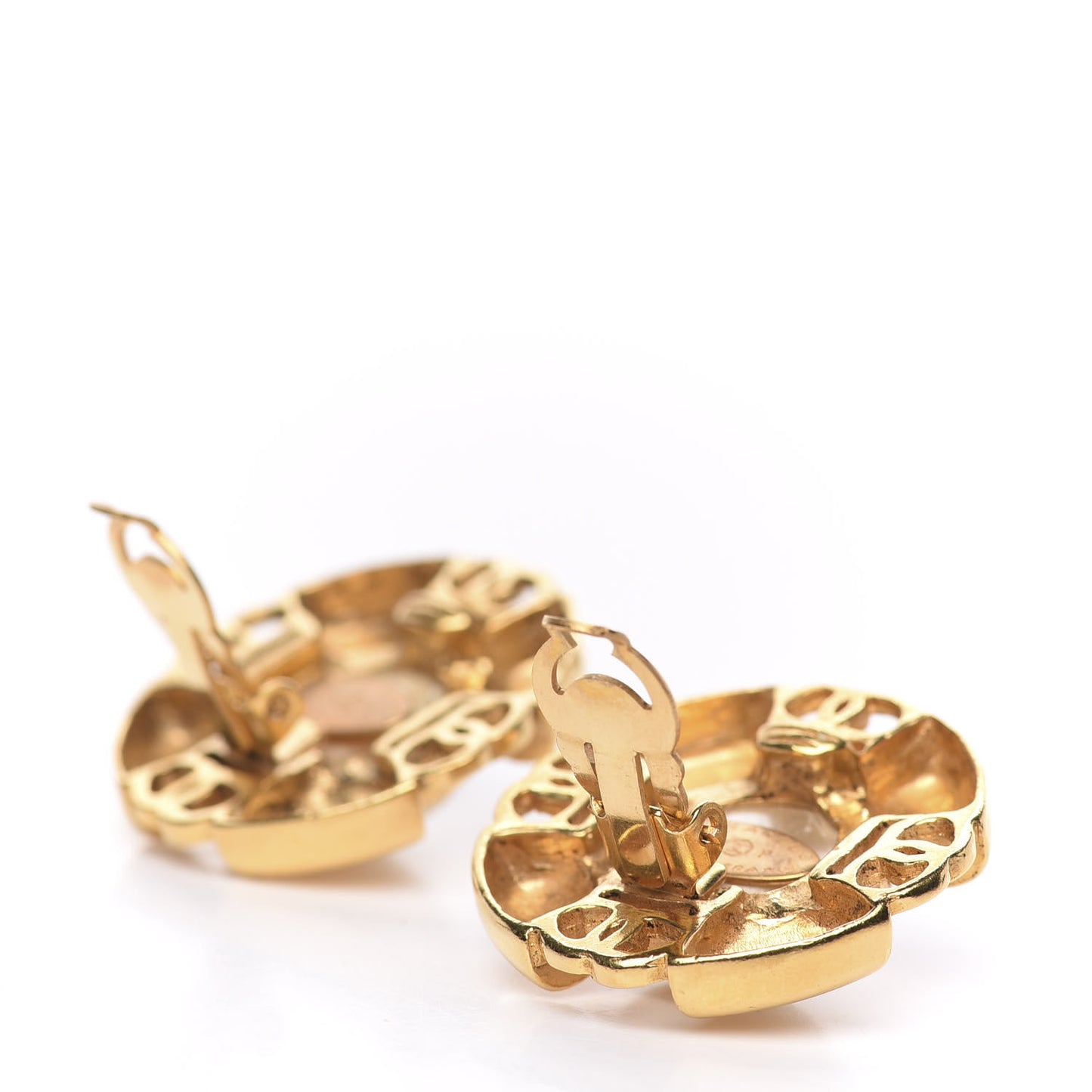Pearl CC Clip On Earrings Gold