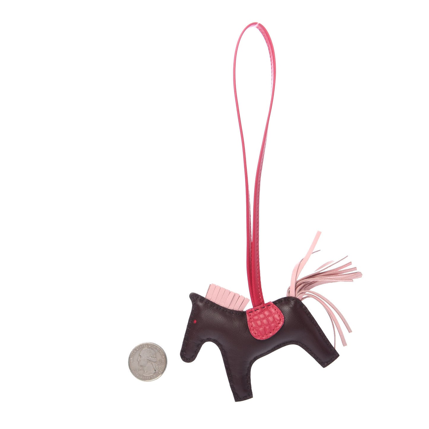 Milo Lambskin Matte Alligator Touch Grigri Rodeo Horse Bag Charm PM Rouge Sellier Framboise Rose Sakura