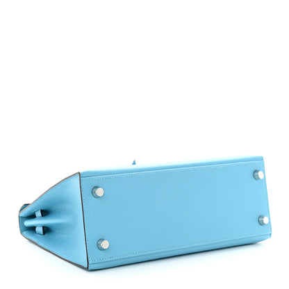 Hermes Madame Calfskin Verso Kelly Sellier 25 Bleu Du Nord Cuivre 4 of 11