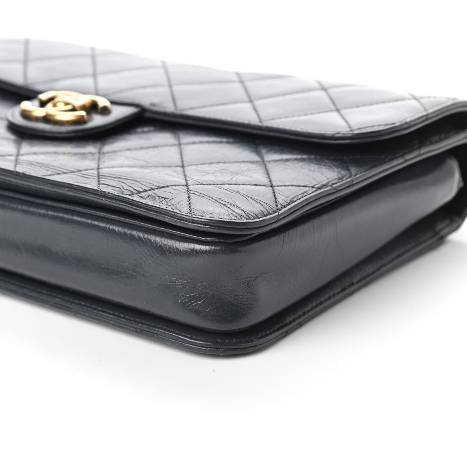 Chanel Glazed Calfskin Quilted Large Perfect Edge Flap Navy 7 of 10