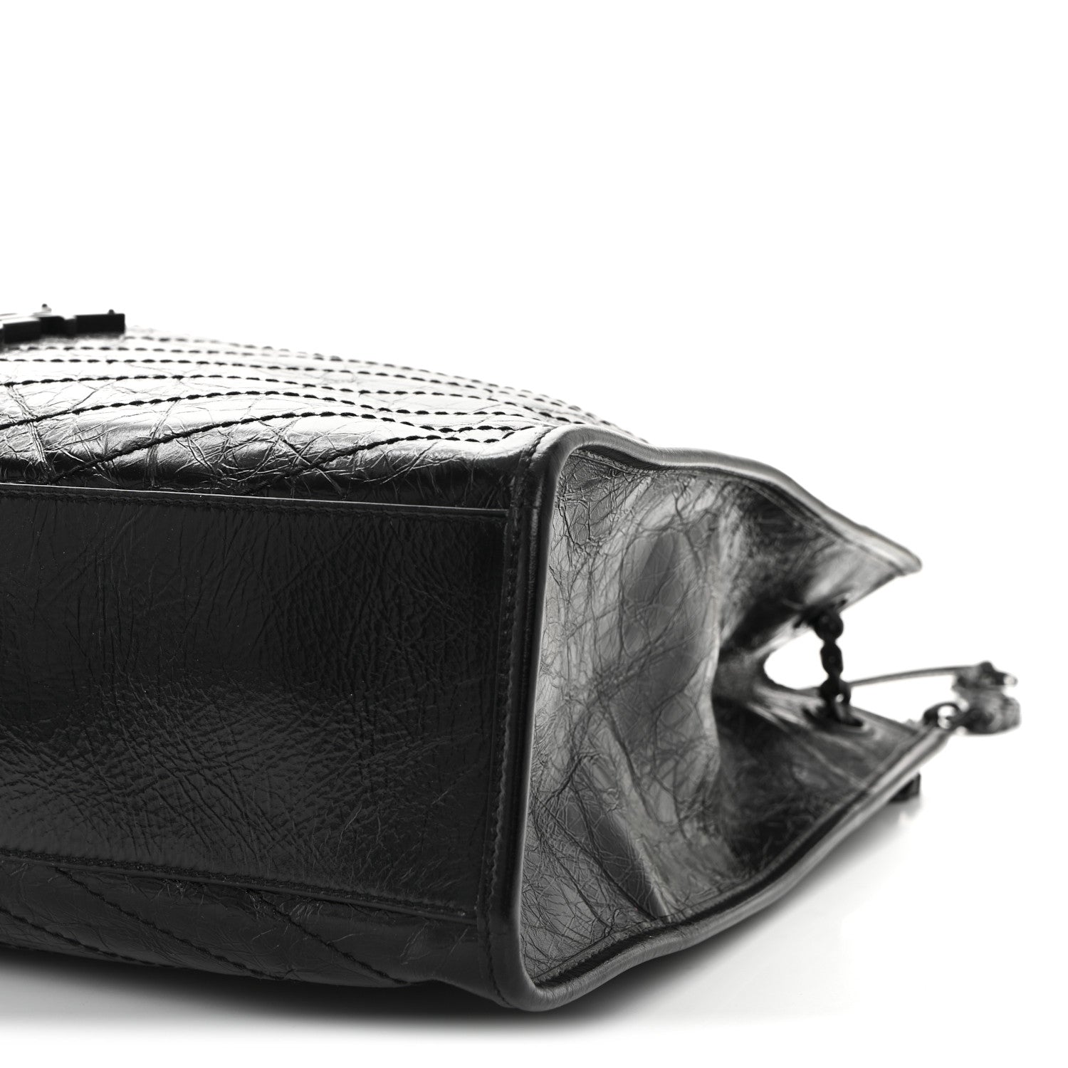 Saint Laurent Crinkled Calfskin Matelasse Monogram Large Niki Shopper Tote Black 10 of 10
