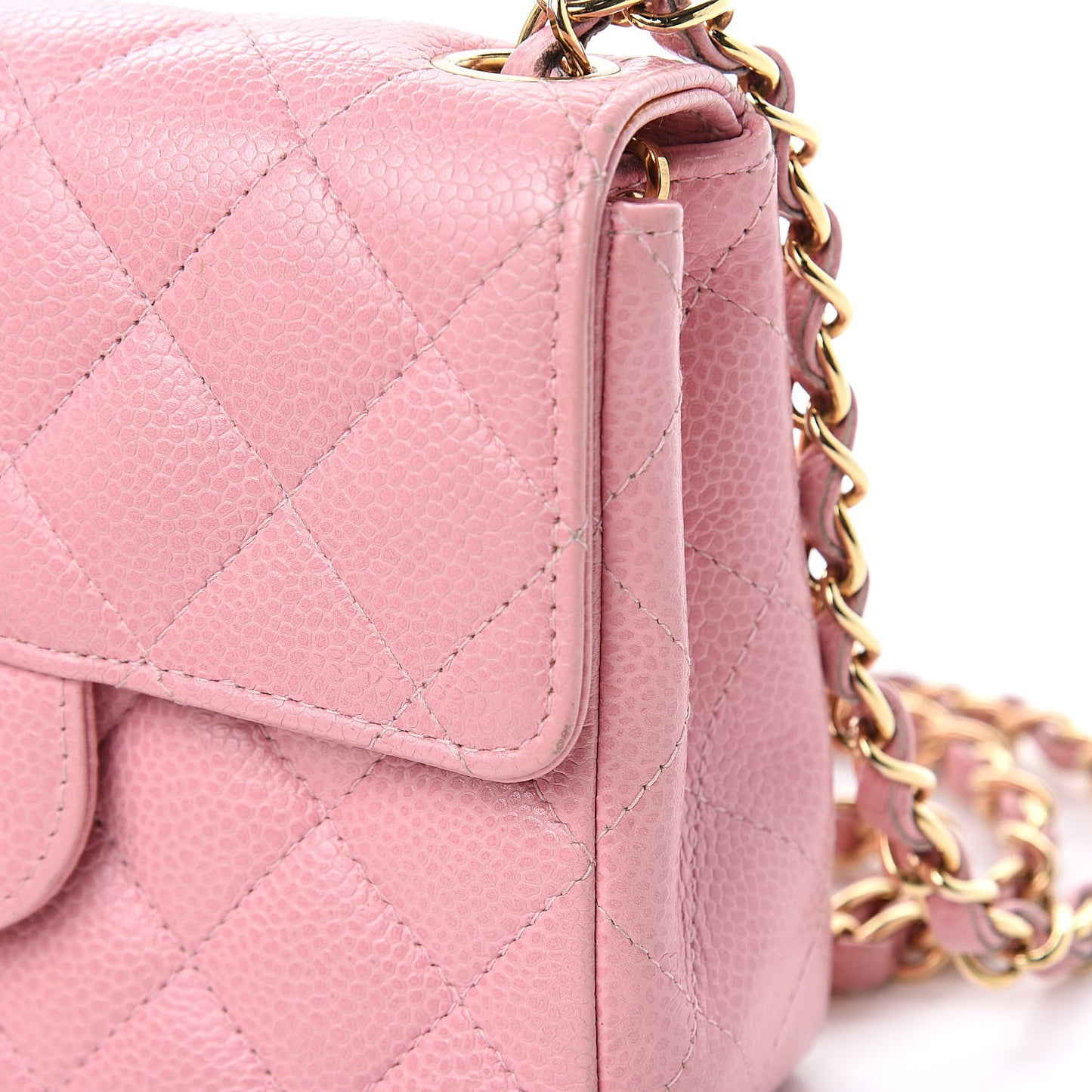 Caviar Quilted Mini Square Flap Pink