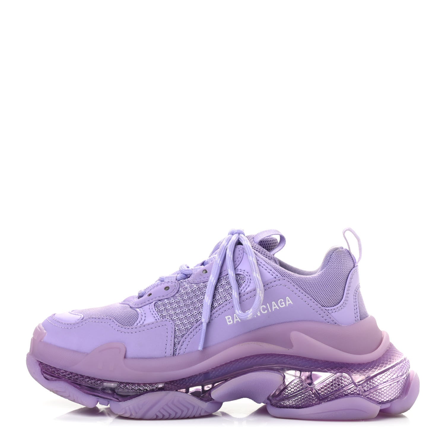 Balenciaga Fabric Mesh Clear Sole Womens Triple S Sneakers 37 Light Lilac White 1 of 14