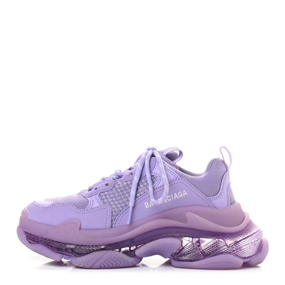 Balenciaga Fabric Mesh Clear Sole Womens Triple S Sneakers 37 Light Lilac White 1 of 14